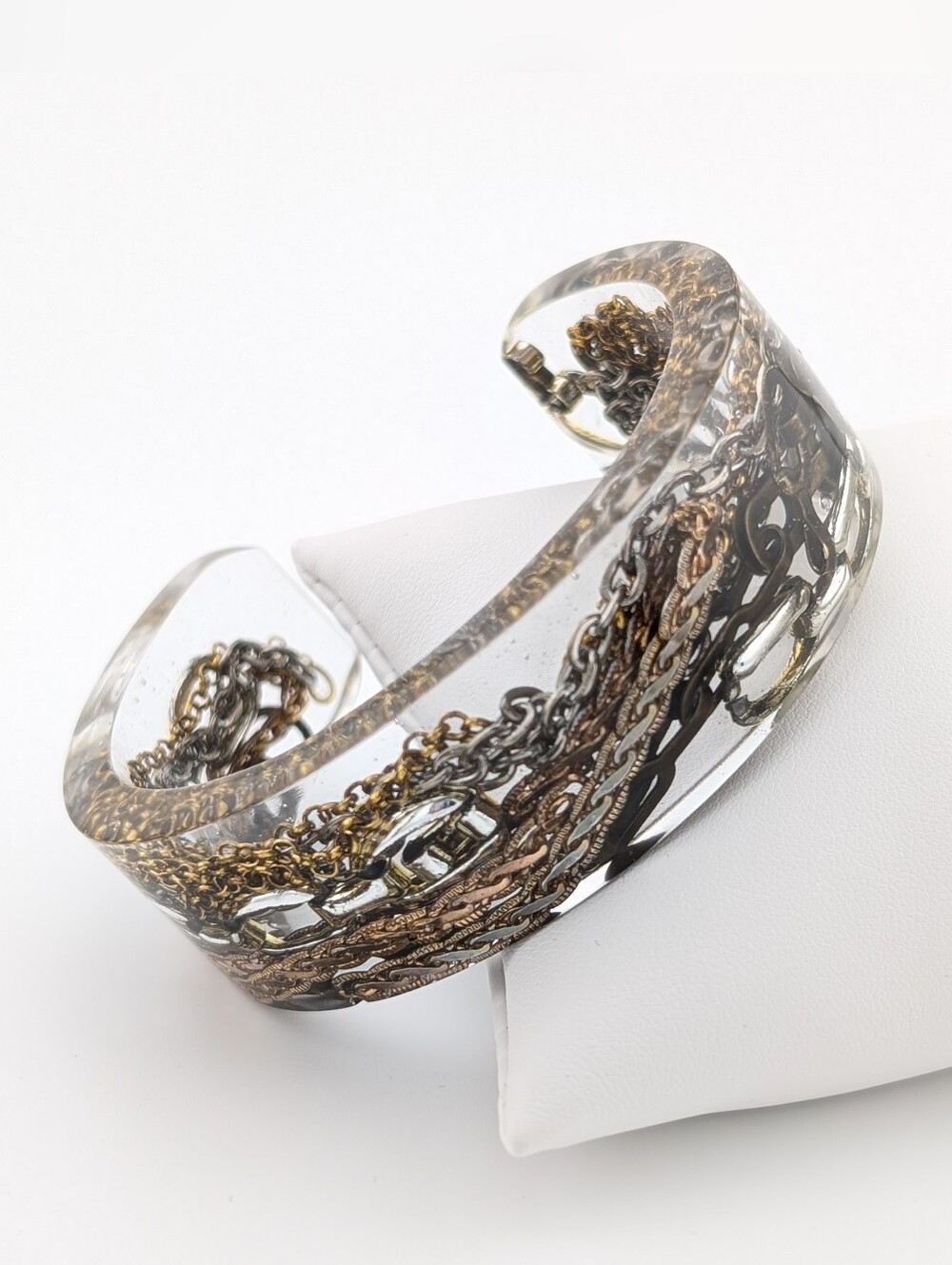 Handmade Vintage Chains Cuff - Artisan Upcycled Estate Jewelry - Bracelet